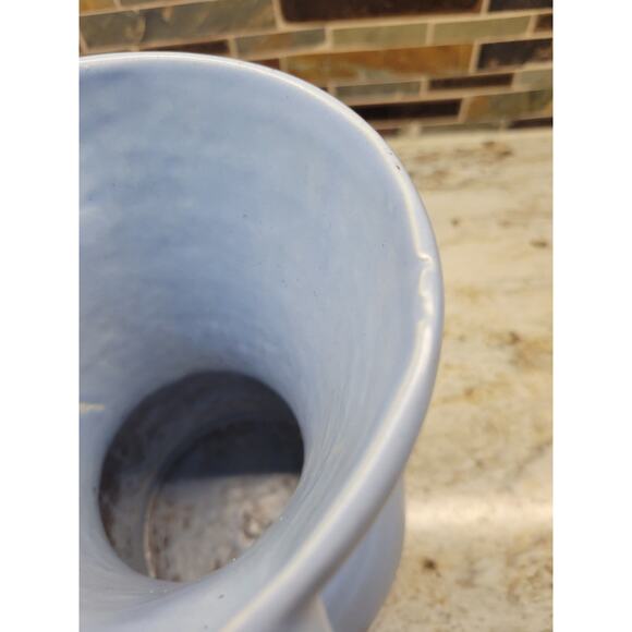 Vintage Haeger Vase, Blue Ribbed Pottery  Double Handle - Picture 4 of 5